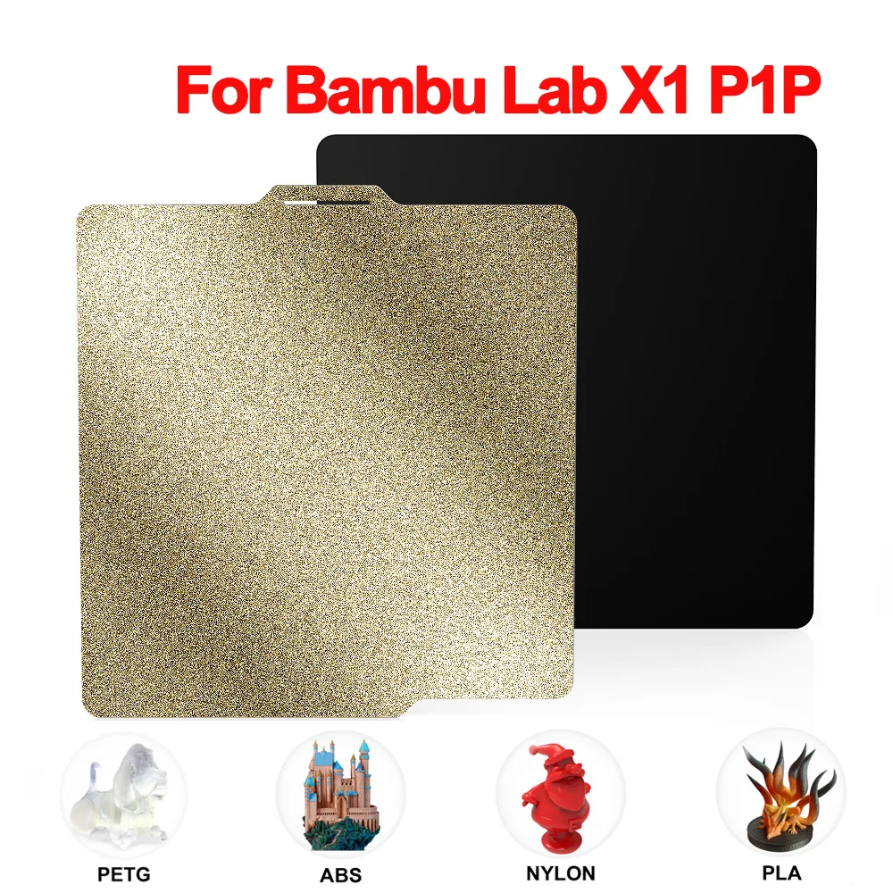 

3D Printer PEI Plate For Bambu Lab X1 P1P Hot Bed Double-sided Textured PEI 257x257mm Powder-Coated Spring Steel Sheet Heat Bed