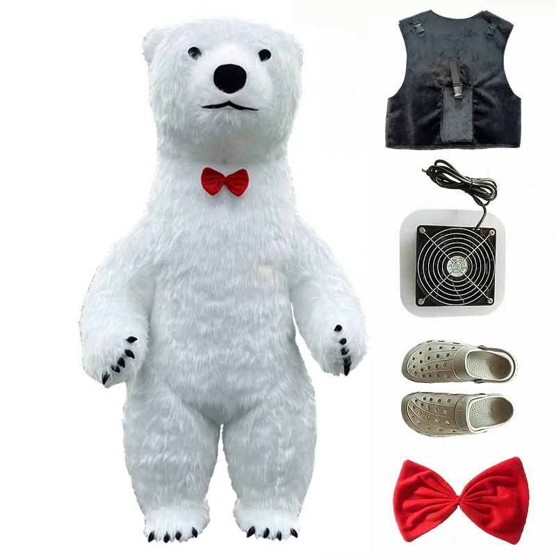 Ropa inflable para mascota de oso polar, 2 m, 2,6 m y 3 m, accesorio para fiesta de cumpleaños, juego de rol, oso blanco
