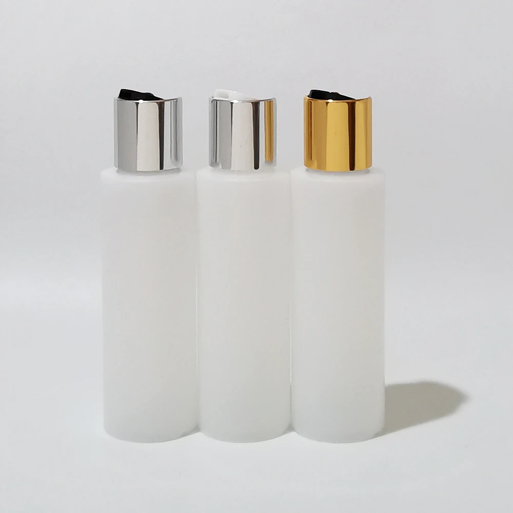 

100ML Empty HDPE Bottles Plastic Bottles gold collar Pump Bottle 3.4OZ Travel Make Up And Skin Care Lotion bottle Gold Disc Cap