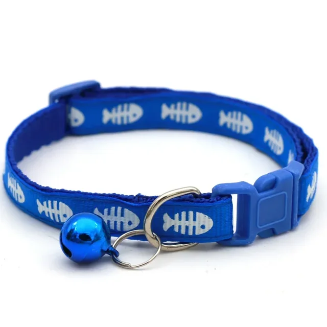 Leisure Adjustable Cartoon Pet Fish Bone Collar Cat Dog Sticker Printed Collar with Bell Pet Neck Decoration Accessories 3