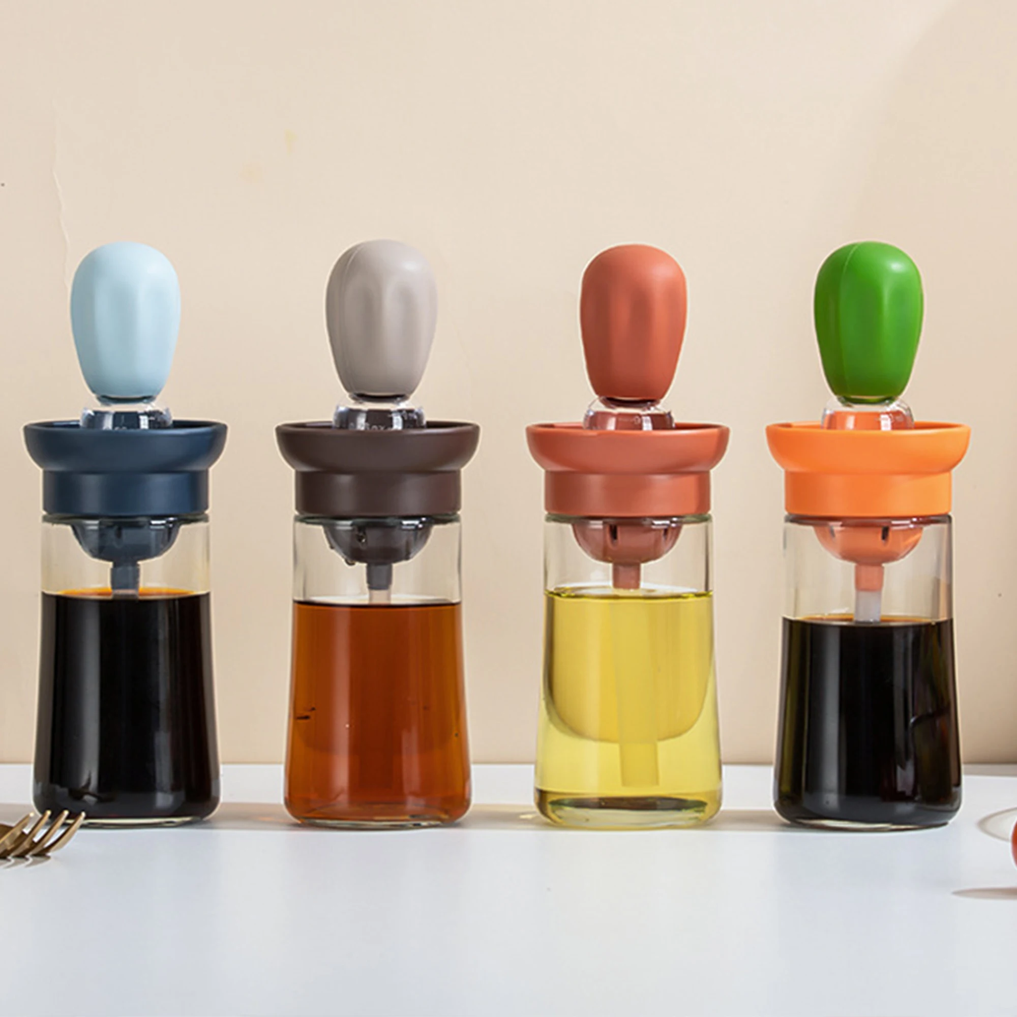 2PcsBBQToolKitchenOilBottleSiliconeGlassOilContainerWith