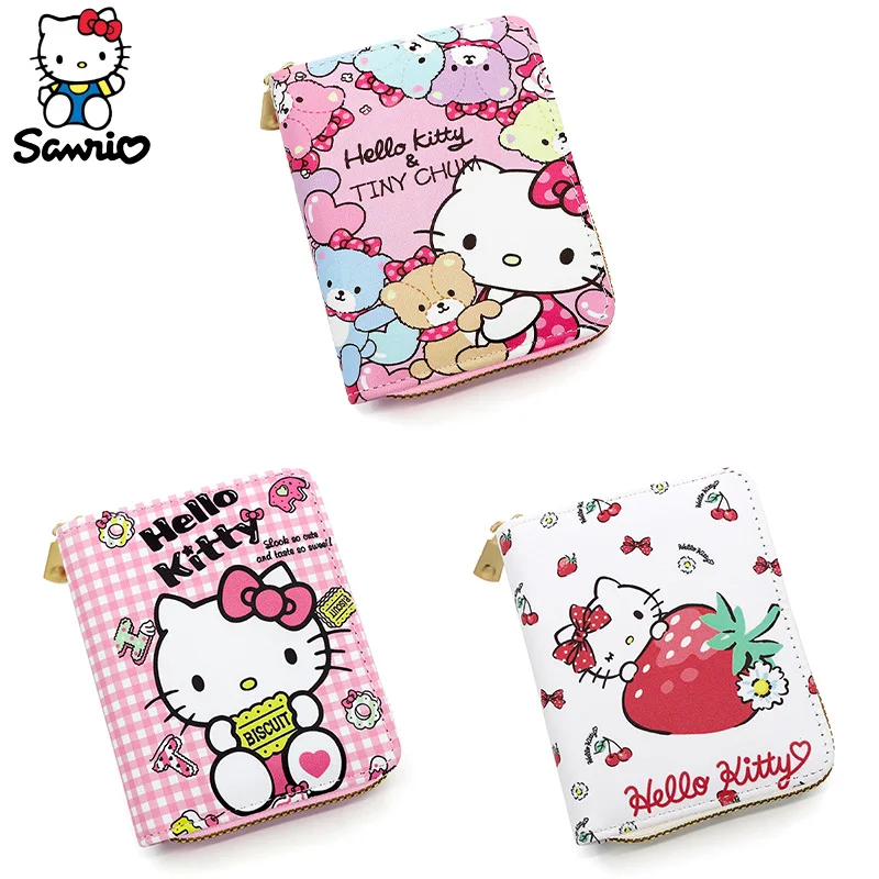

Sanrio Wallet Hello Kitty Coin Purse Cute Leather Card Holder Women Pu Casual Money Bag Kawaii Kids Toy Birthday Gift for Girl