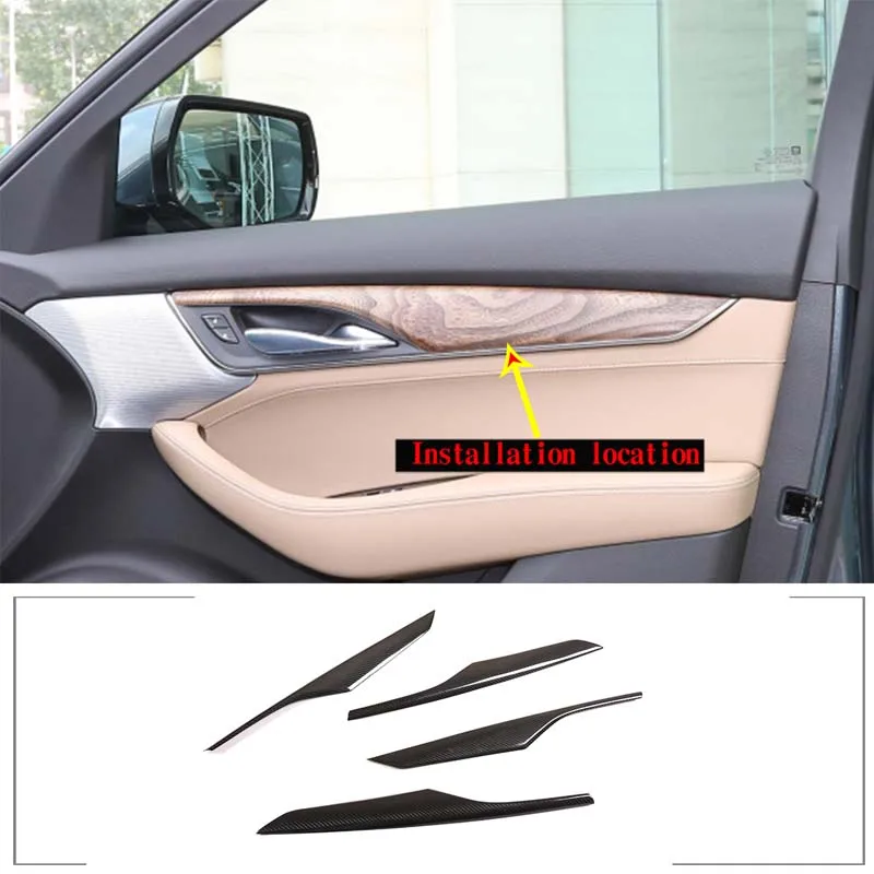 

For Cadillac CT5 Car Interior Door Panel Trim Sticker Car Styling Real Carbon Fiber Car Interior Accessories