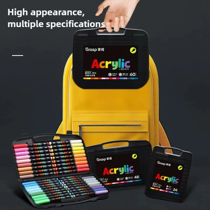 84/12 Colors Acrylic Art Markers Paint Pens Brush Tip Paint Markers For Painting Wood Canvas School Art Supplies Stationery