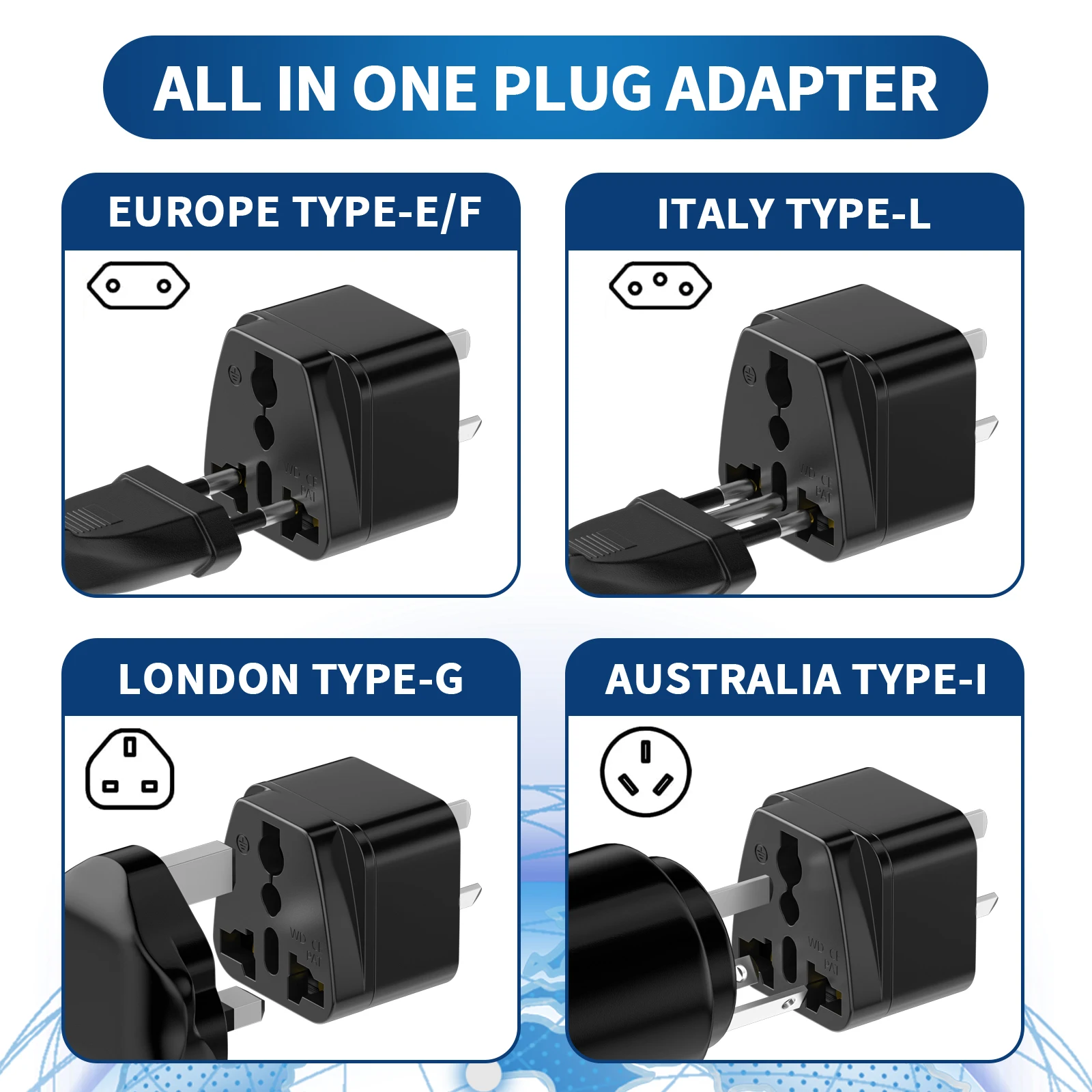 Plug Adapter 3pcs US Italy UK EU to AU Universal Travel adapter Australia New Zealand Travel plug Power Converter Wall Charger