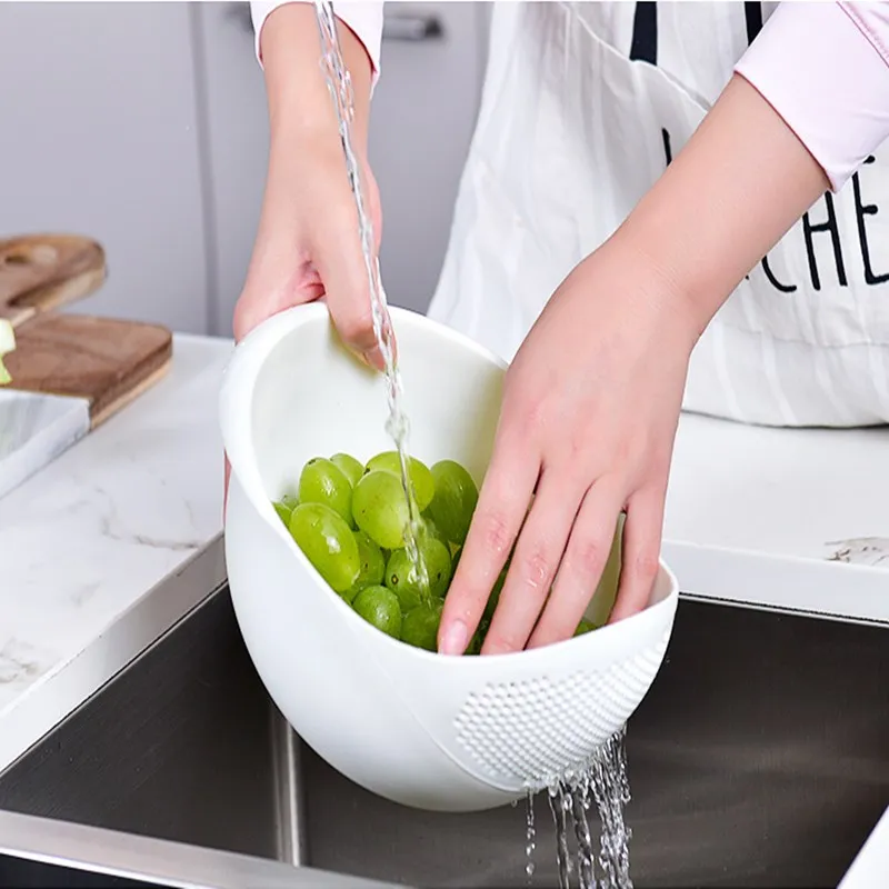 Multi-functional Rice Washer Vegetable and Fruit Basket Drain Cleaning Household Kitchen Rice Washing посуда для кухни 과일 세척기