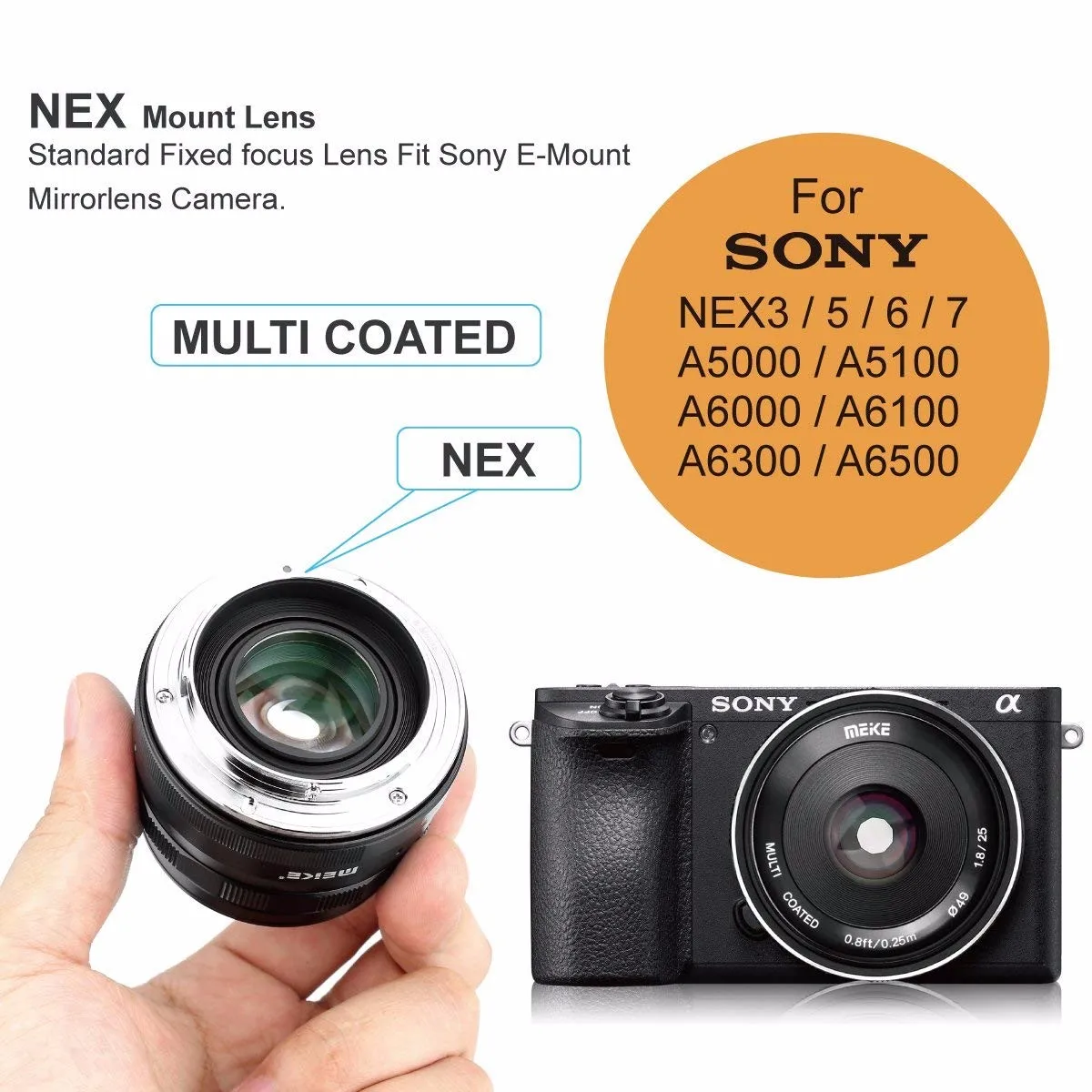 Meike 25mm f1.8 Large Aperture Manual Lens for Olympus Micro 4/3/Sony E/Canon EF
