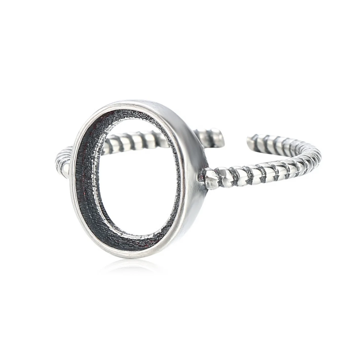 925 Sterling Silver Opening Ring Settings fit Round Oval Cabochon Blank Base DIY Ring Jewelry Making Supplies