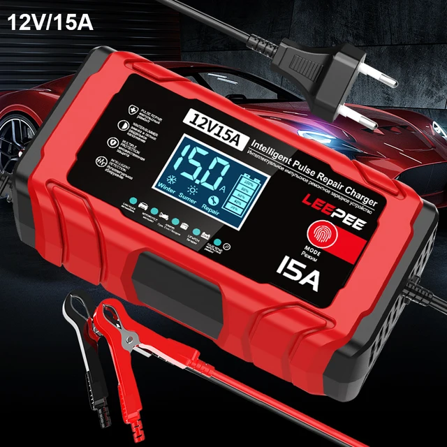 LEEPEE Brands Car Battery Chargers 12A 15A 12V Intelligent Pulse Repair For Household Storage Cell Lead-Acid Batteries Chargers