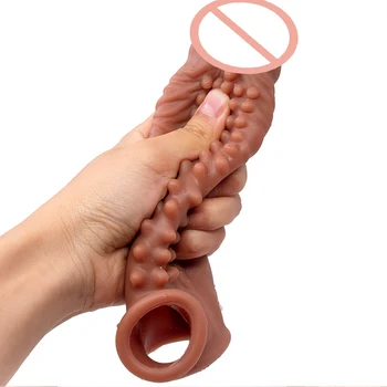 Reusable Comdoms Sleeve For Penis Extender/Enlarger Nozzle With Vibro Sex Toys Cock Enlargement Member Vibrator Lock Fine Ring 3