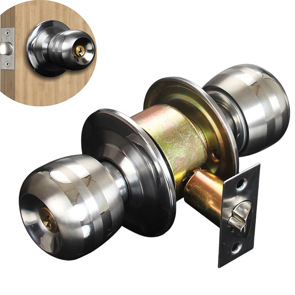Door Handle Lock Entry Sliding Front Doors Entrance Locks Stainless Steel Round Door Knob Rotation Lock With Key for Bathroom
