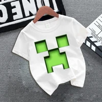 Miner Crafting Pixel T-shirt Short Sleeve Cute Cartoon Print Summer Round Neck Sportwear Fashion Hip Hop Boys Girls Clothes Gift 2