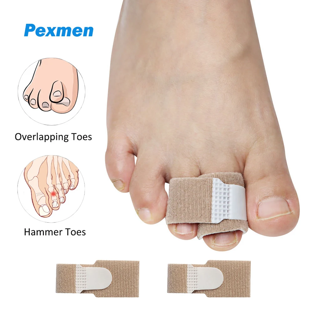 Pexmen 10/20/50/100Pcs Hammer Toe Splints Toe Corrector Protector Toe Wraps Bandages for Overlapping Crooked Broken and Bent Toe