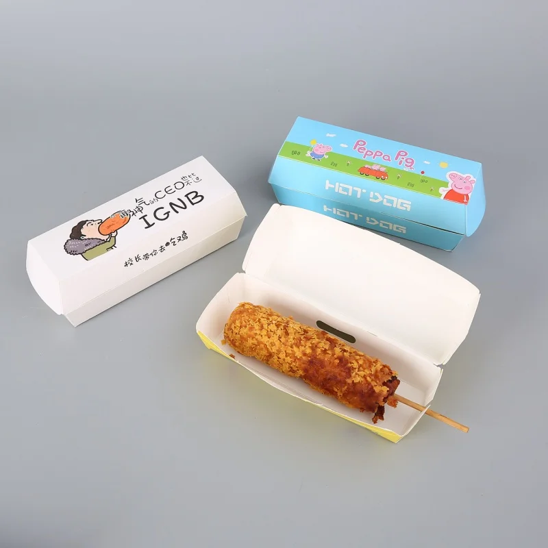 

Customized productCustom Print Factory Direct Paper Hot Dog Box Various Style Packaging Hot Dog Fast Food Boxes