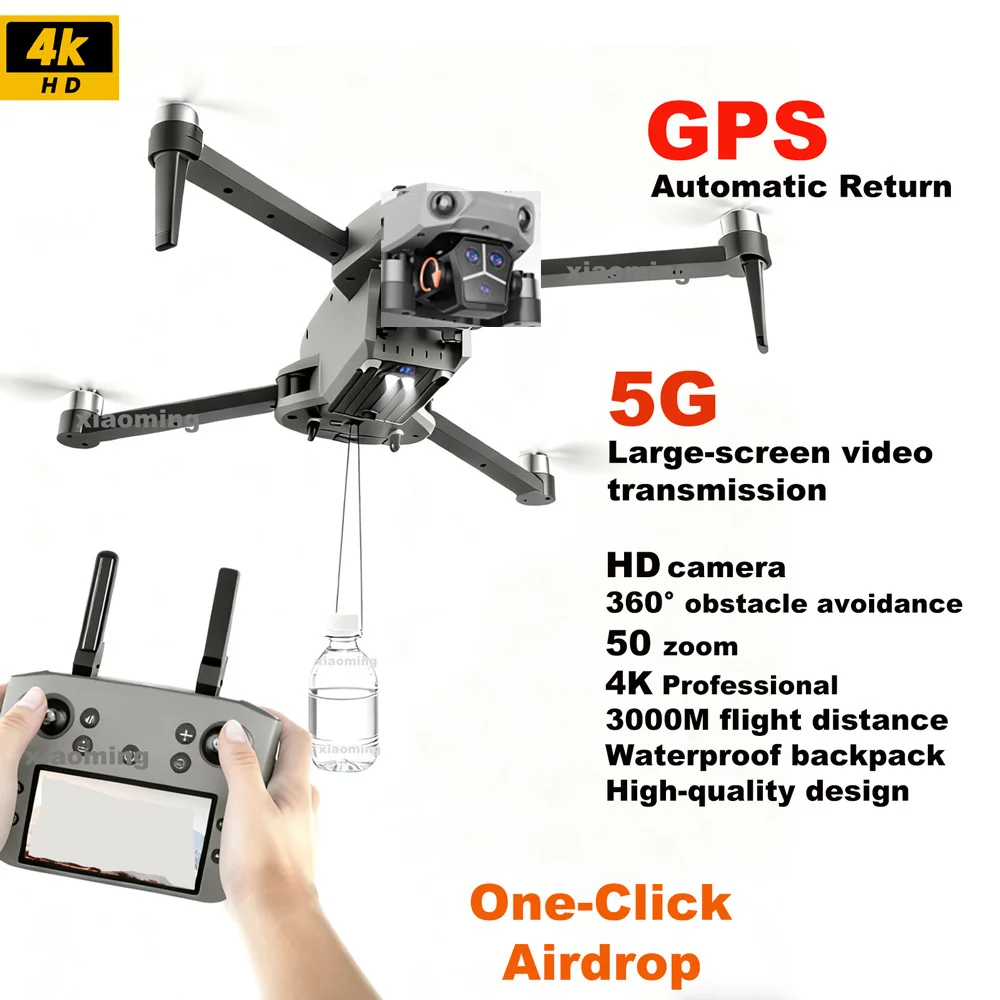 Drone GPS Professionnel 4K 5G avec Caméra HD Zoom 50x et Sac à Dos