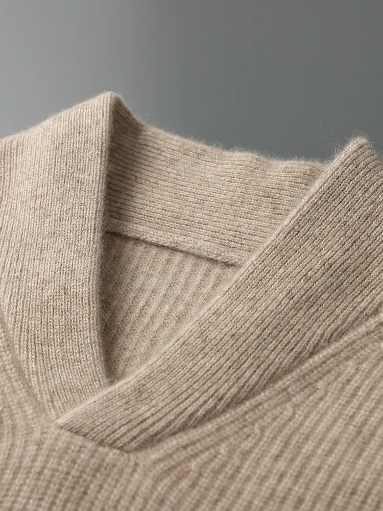 Old Money Style Luxury Men's 100% Cashmere Sweater Autumn Winter Thick Warm Pullover Casual Smart Jumpers Soft Knitwear Top 5