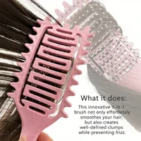 Brosse coiffante pour définir les boucles, brosse à cheveux creuse pour démêler les cheveux, peigne pour cheveux bouclés mouillés, outils de coiffure pour barbier 2