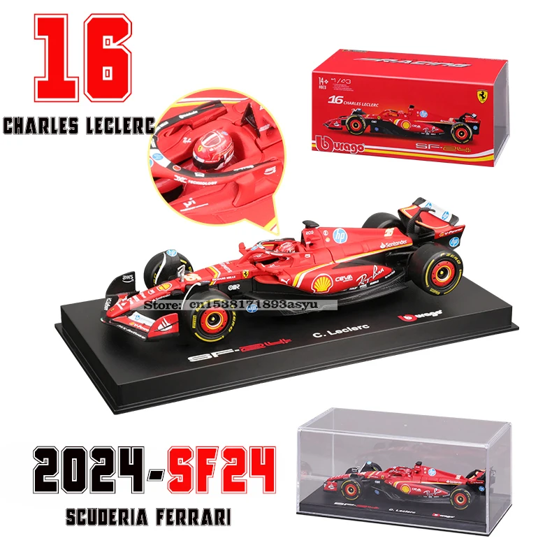 Die Cast Car Model Bburago 1:43 F1 Scuderia Ferrari SF24 SF23 #16 lecler #55 sainz jr alloy luxury die cast car model toy series
