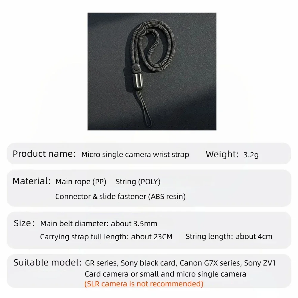 Bracelet Poignet Appareil Photo Noir - Sangle Sécurité 10kg pour GoPro, Sony, Canon