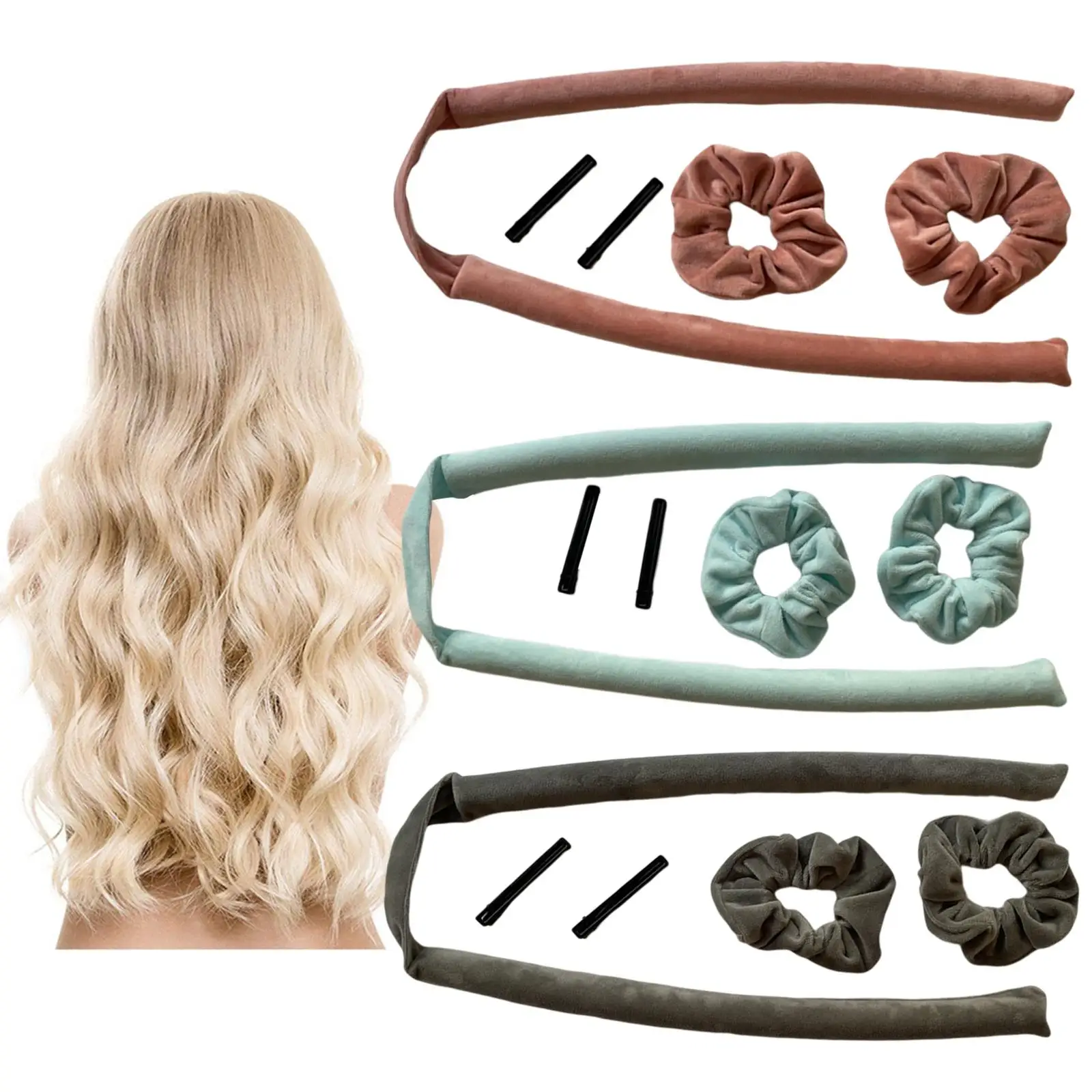 Sleeping Heatless Curling Rod Plush Curling Roll with Headband Hair Curler Hair