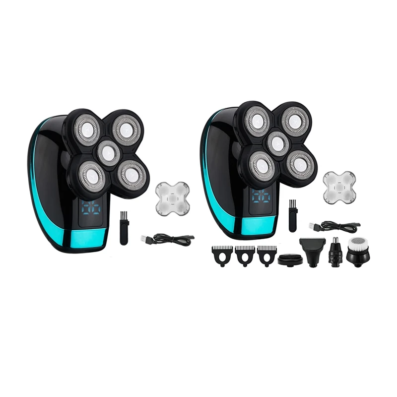 

5-In1 Shaver 4D Men's Rechargeable Bald Head Electric Shaver 5 Floating Heads Beard Nose Ear Hair Trimmer Razor