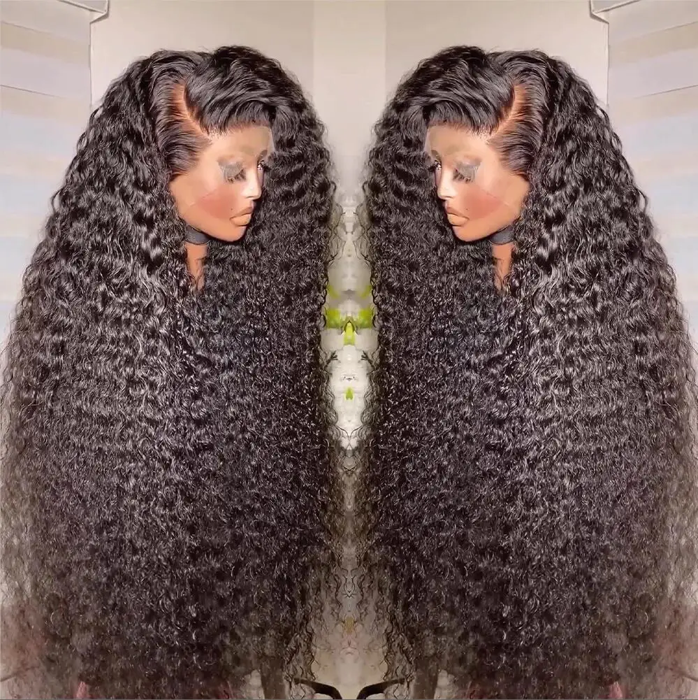 

Soft Natural Black Kinky Curly 26Inch Long Lace Front Wig 180Density Glueless BabyHair Preplucked Heat Temperature Daily Cosplay