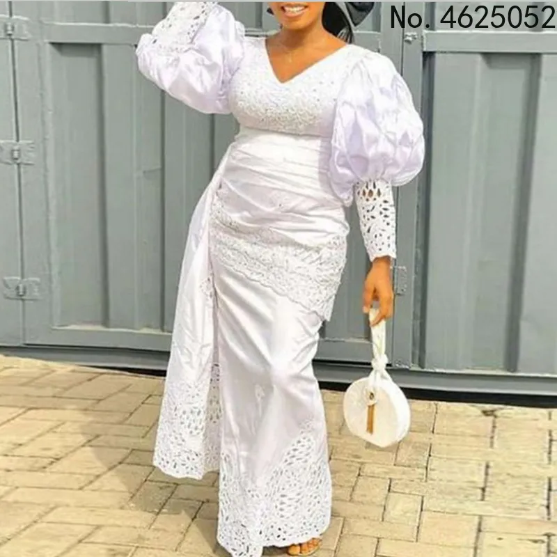 Abiti africani per le donne bianco nuovo elegante moda musulmana abaya Dashiki Robe caftano lungo Maxi vestito marocchino turco Africa