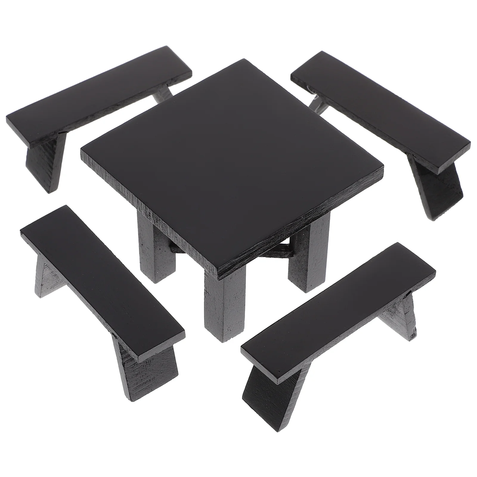 

Miniature Furniture 1:12 House Accessories Black Wood Tables and Chairs Furniture Tea Dining Leisure Photography Props Mini