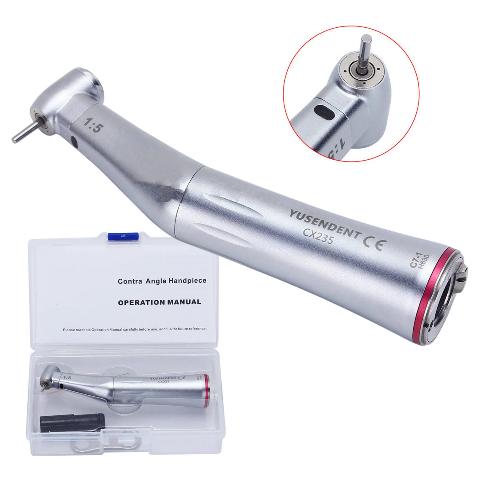 

Dental 1:5 increasing Speed LED Optic Fibe Contra Angle Handpiece Inner Water Channel E-type Connect Fit LUX NSK Sirona