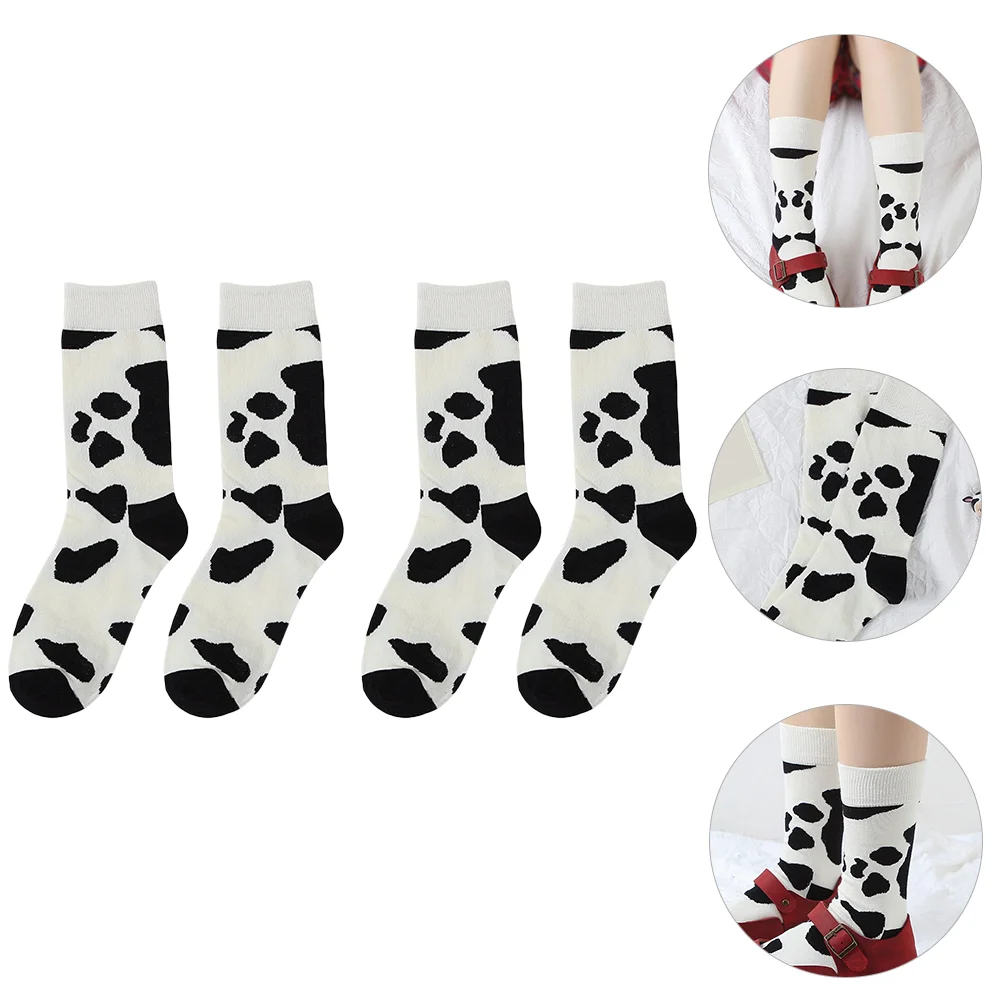 

Cow Print Socks Durable Pattern Fashionable Casual Girls Birthday Presents