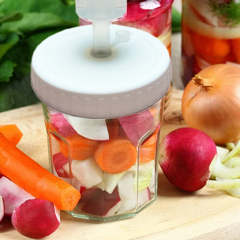 A21R-4Pc Mouth Jars Lids Fermenting Lids With Airlocks Fermentation Kit For Making Sauerkraut In Wide Mouth Jars