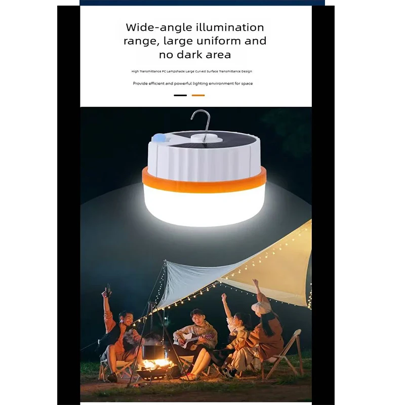 Solar Charging Lamp Camping Portable Lamp Camping Light Emergency Lighting Glowing LEDUSB Charging Interface Three-Color