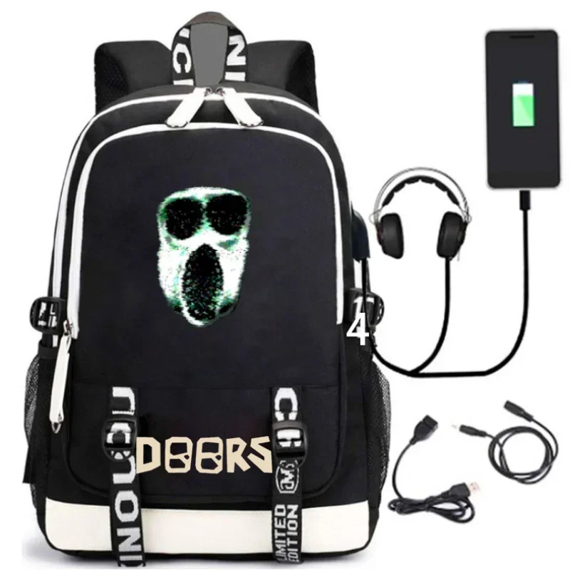 

Doors Roblox Surrounding Primary and Secondary School Students Schoolbag Printing USB Charging Backpack Large-capacity Canvas