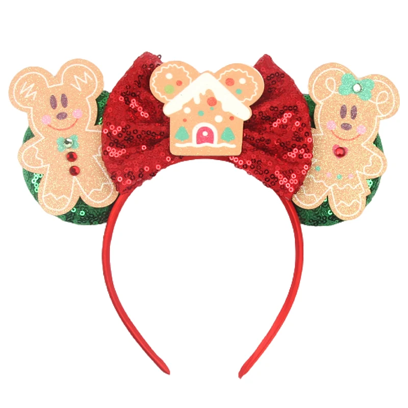 2024 Nuovo Natale Mickey Minnie Mouse Bow Hairband Festival Disney Ears Fascia Cute Snowman Xmas Party Accessori Per Capelli Regalo