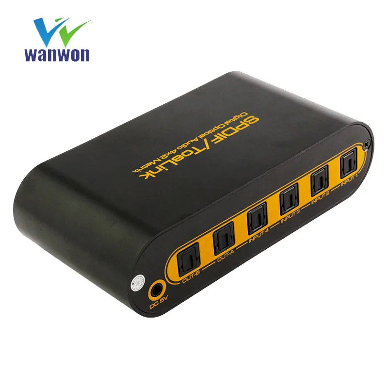 

Support 5.1 DTS PCM,IR Control SPDIF Toslink Matrix 4x2 Audio Switch/Splitter digital optisch Toslink+ Control SPDIF 4x2