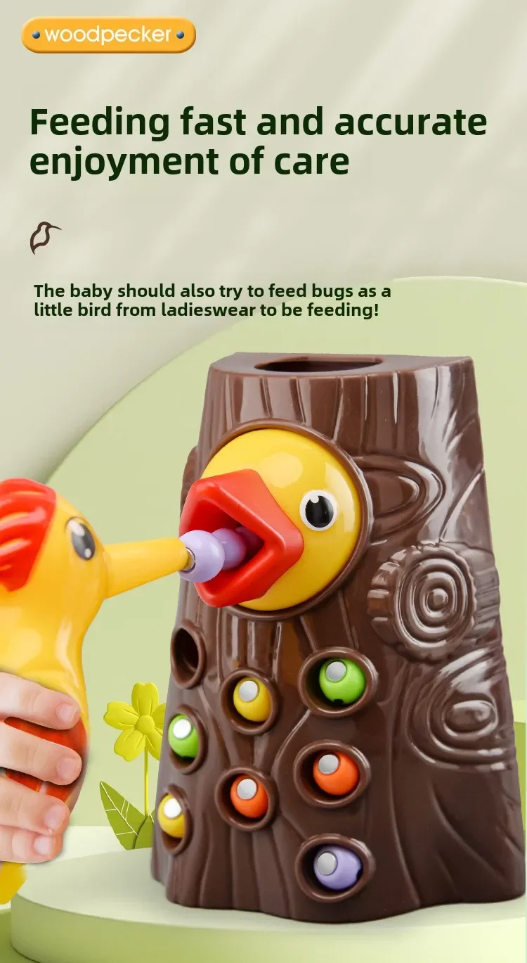 Woodpecker magnetic insect fishing toy view 5