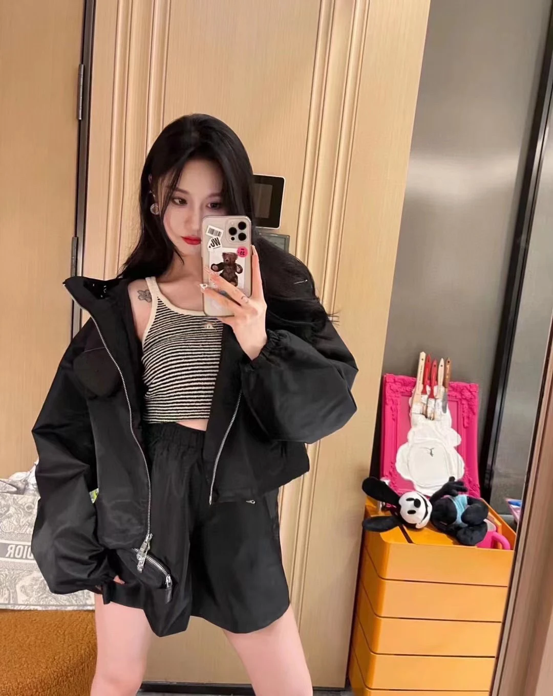 

Women Jackets New Hip Hop Trendy Loose Charge Coat Jacket Coat Harajuku Streetwear Lightweight Zipper Overcoat With Bag