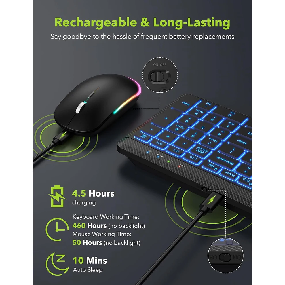 Recarregável, Multi-Dispositivo, Bluetooth, Number Pad, para Mac, Windows, iOS