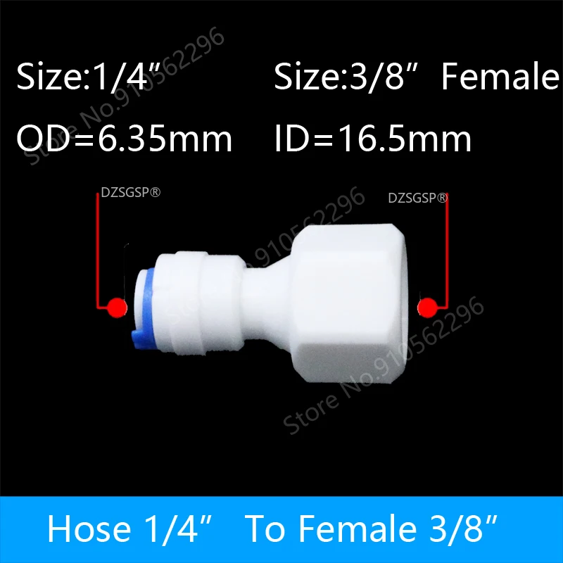RO Water Straight Pipe Fitting 1/4