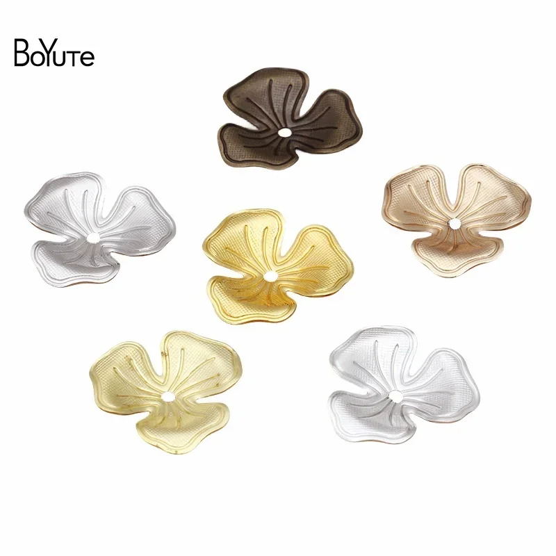 

BoYuTe Wholesale (100 Pieces/Lot) 16*2MM Brass Flower Materials DIY Handmade Jewelry Accessories Wholesale