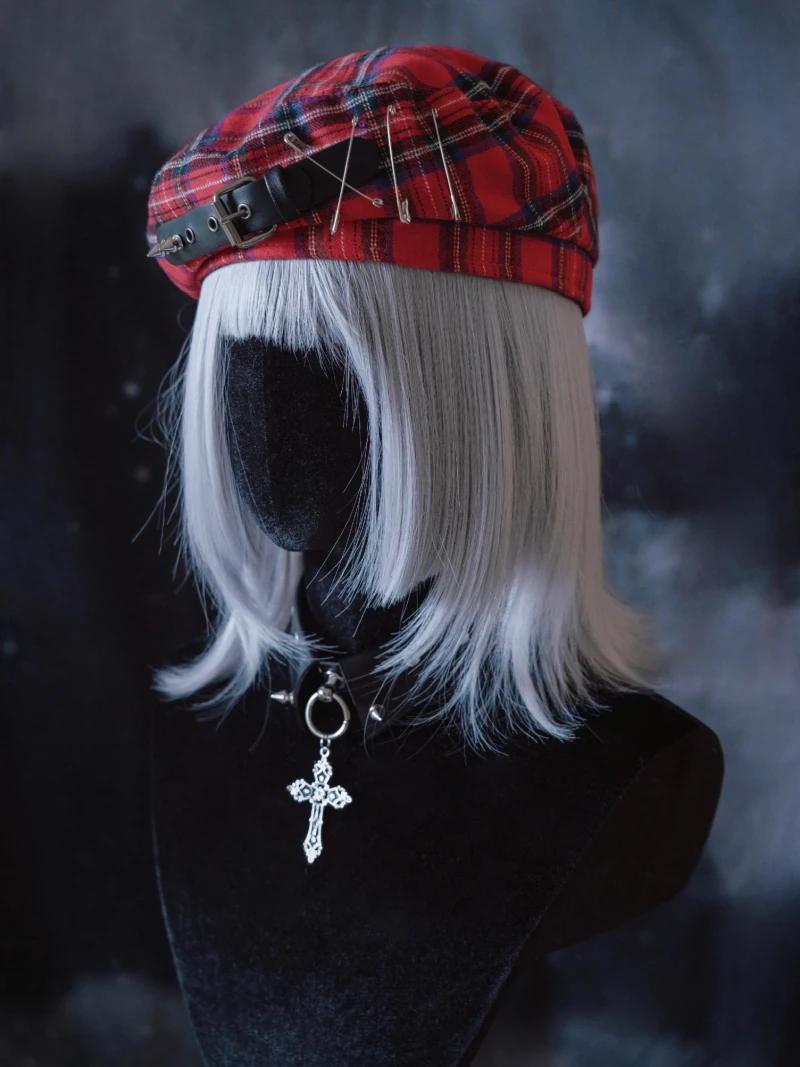 Fashion Women's Lolita Berets Cute Sailor Beret Gothic Wool Beret Hat with Lovely buckets for Fall Winter