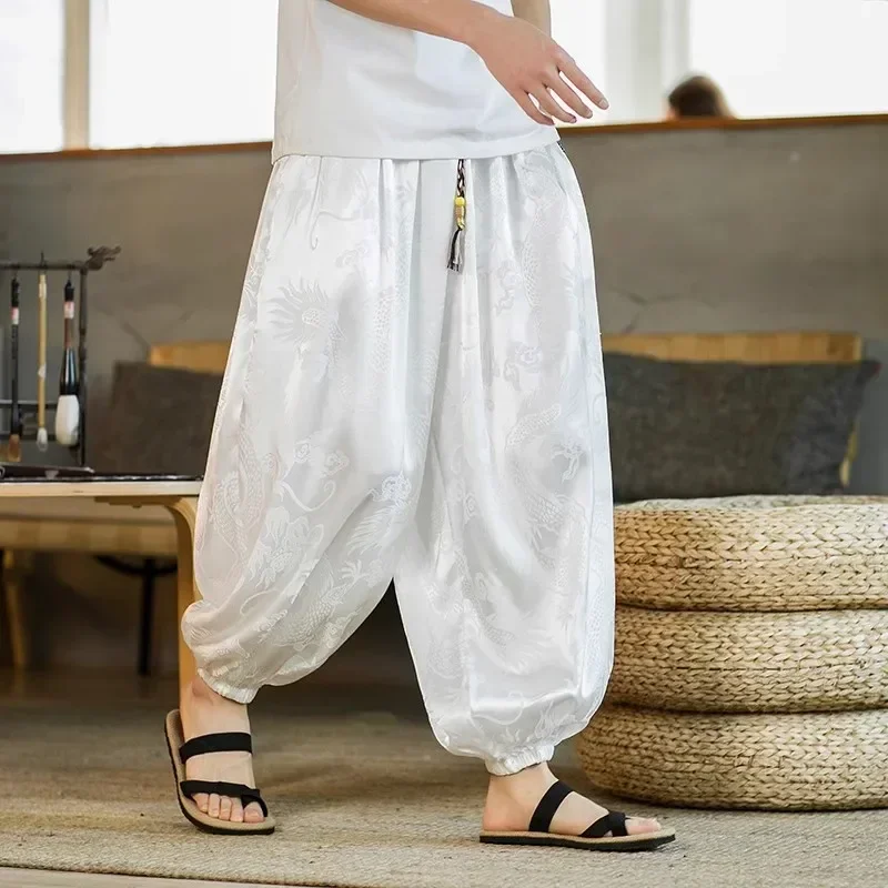 Mens Casual Pants Men's Dragon Pattern Retro Harem Pants Jogging Sweatpants Hip-hop Street Beat Harajuku Style 5XL