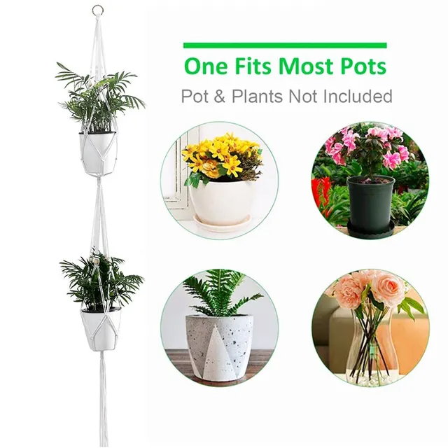 Függő Növényi Kézzel Készített Makrame Fogas Virág Edény Ültetvényes Udvari Udvar Kerti Fal Dekoráció Hangin - Image 4