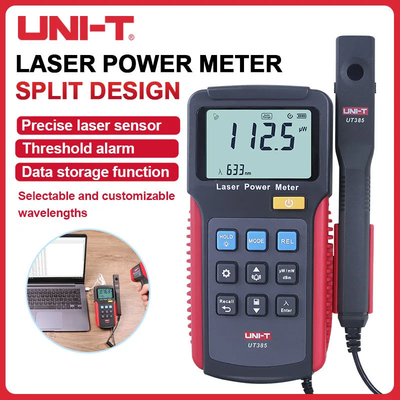 

UNI-T LCD Screen Laser Power Meter Analyzer Data Logger Precision Laser Sensor with Split Spring UT385