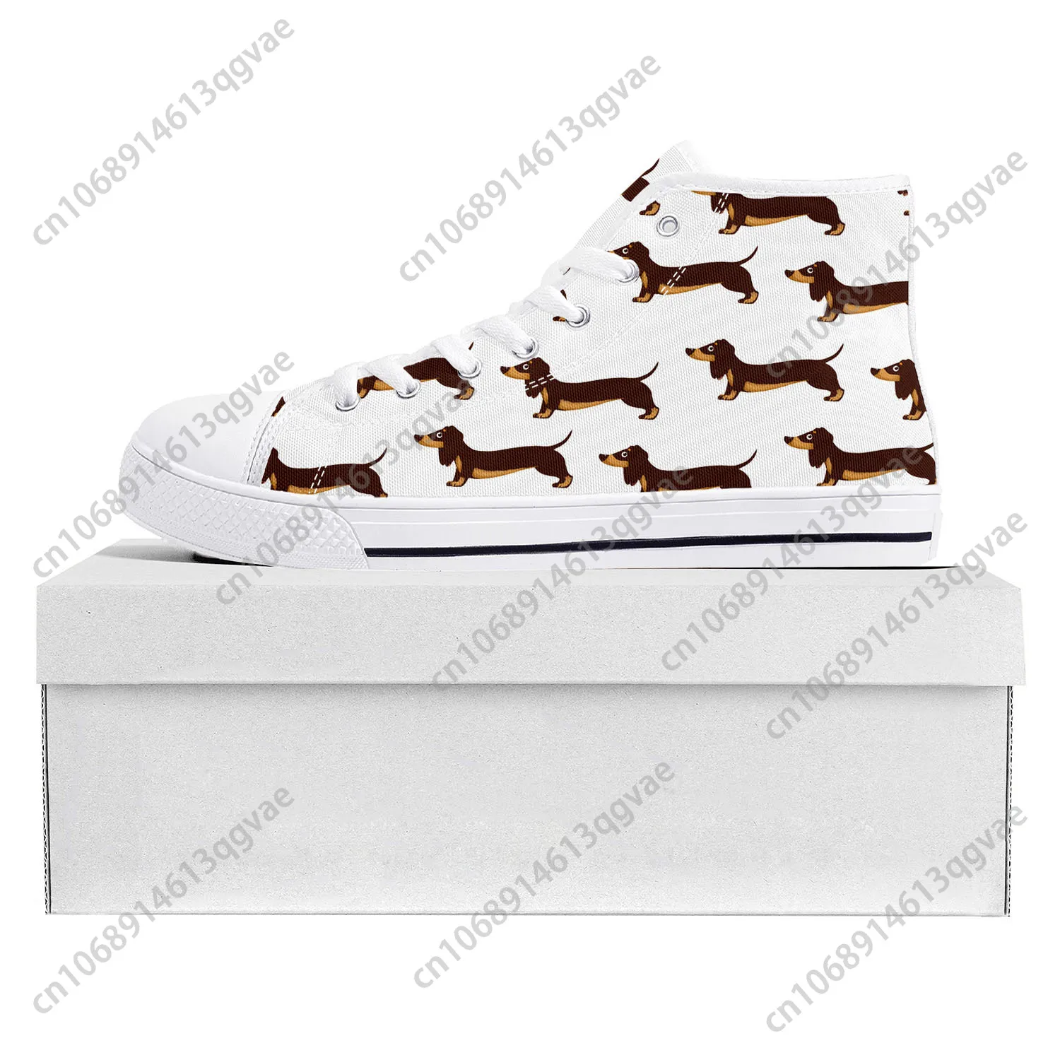 Cute Dachshund Pet Dog High Top High Quality Sneakers Mens Womens Teenager Canvas Sneaker Casual Couple Shoes Custom Shoe White