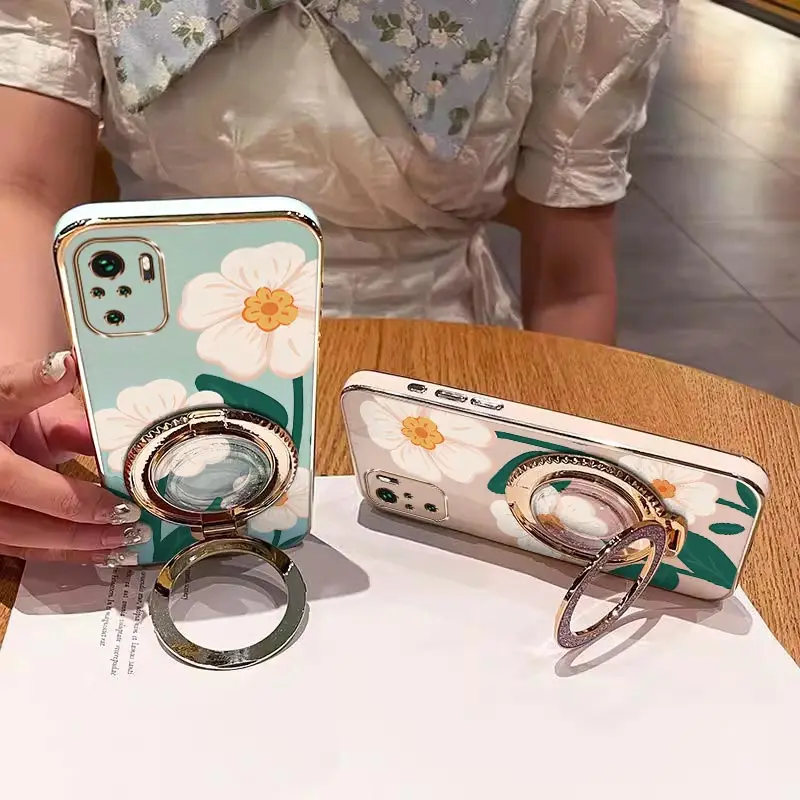 Elegant White Floral Plating Phone Case Cover