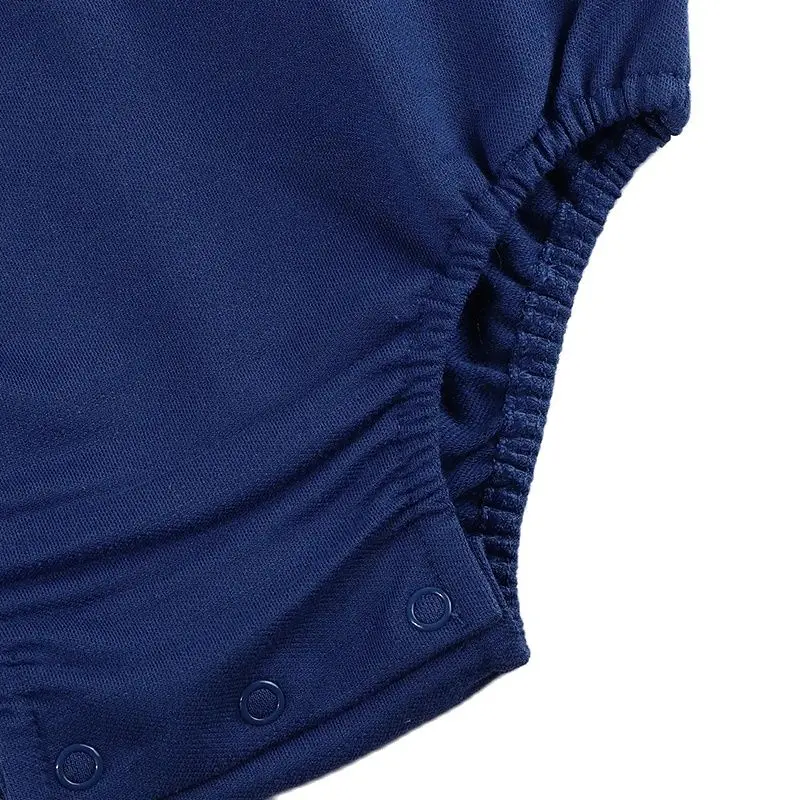 AA-Baby Romper Blue Knitted Denim sleeveless side striped pocket baby boy & girls clothes baby overall round neck family set cotton romper
