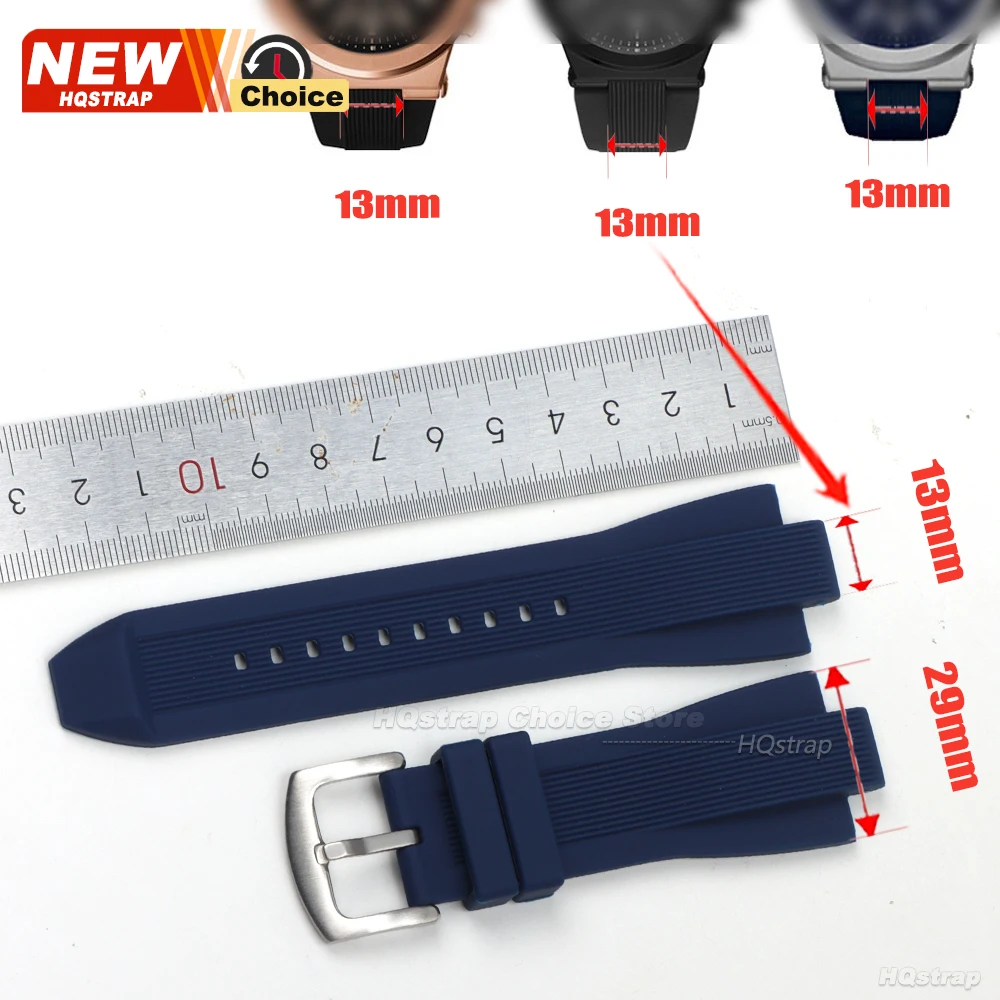 Convex End 13mmx29mm Silicone Strap - Men's Rubber Wristband Accessory