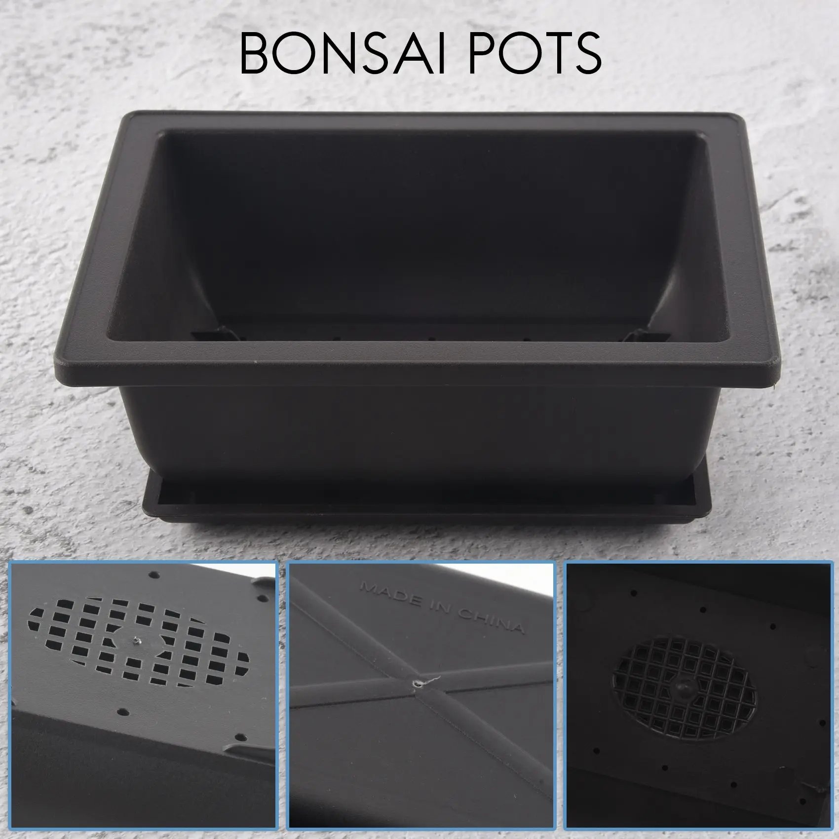 6-Piece Bonsai Pots-Classic Deep Wet Tray with Built-in Mesh-for Plants, Flowers, Herbs, Plastic Square Pots