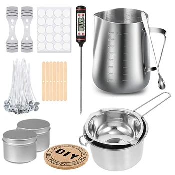 Kit de bougies aromatiques en acier inoxydable pour débutant, ensemble d'outils exécutifs, autocollant d'avertissement, pot de fusion, fournitures de bricolage, ci-après les 1